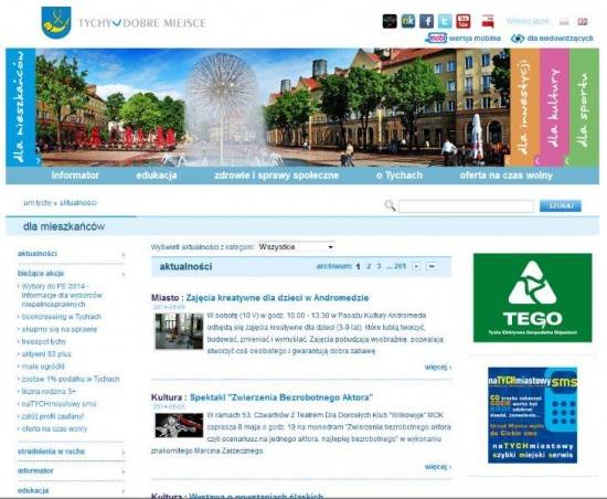 Strona internetowa Urzędu Miasta Tychy jednym z 20 najlepszych serwisów samorządowych w Polsce