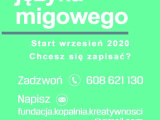 Plakat/afisz promujący bezpłatne warsztaty migania w TYchach  - na plakacie dane kontaktowe do zapisów