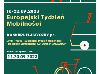 Plakat promujący konkurs plastyczny organizowany przez PKM Tychy