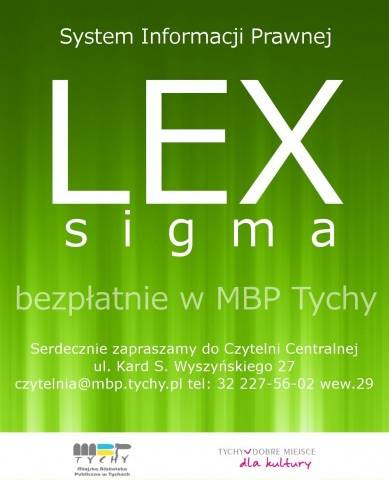 plakat promujący System Informacji Prawnej LEX SIGMA w MBP Tychy