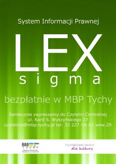 plakat promujący System Informacji Prawnej LEX SIGMA w MBP Tychy