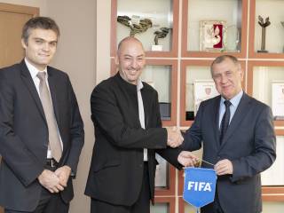 Spotkanie Prezydenta Andrzeja Dziuby z przedstawicielem FIFA Jaime Yarza( dyrektor Turnieju) oraz przedstawicielem PZPN Bartłomiejem Marksem (Menadżer ds. Operacji Turniejowych)