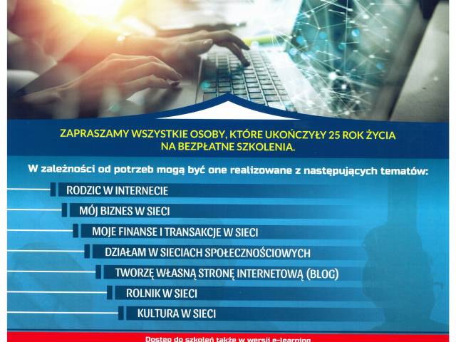 Plakat promujący program "E-aktywni mieszkańcy województwa śląskiego i opolskiego".