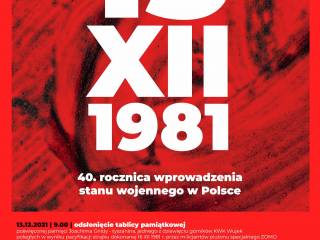Plakat obchodów 40. rocznicy wprowadzenia stanu wojennego w Polsce