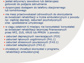 Ulotka informacyjna o programie rehabilitacji dla mieszkańców Tychów