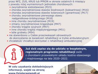 Plakat projektu programu rehabilitacyjnego dla mieszkańców Tychów