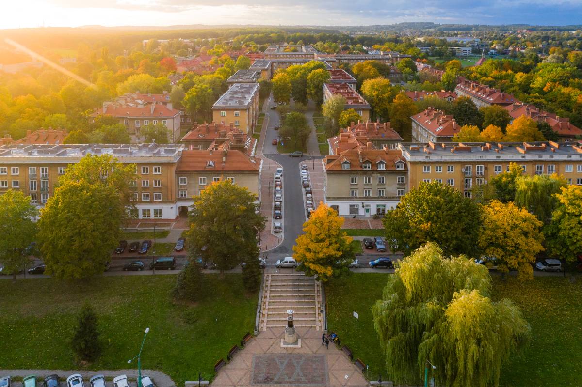 Osiedle A - widok na lampkę górniczą z drona Autor: Radosław Kaźmierczak