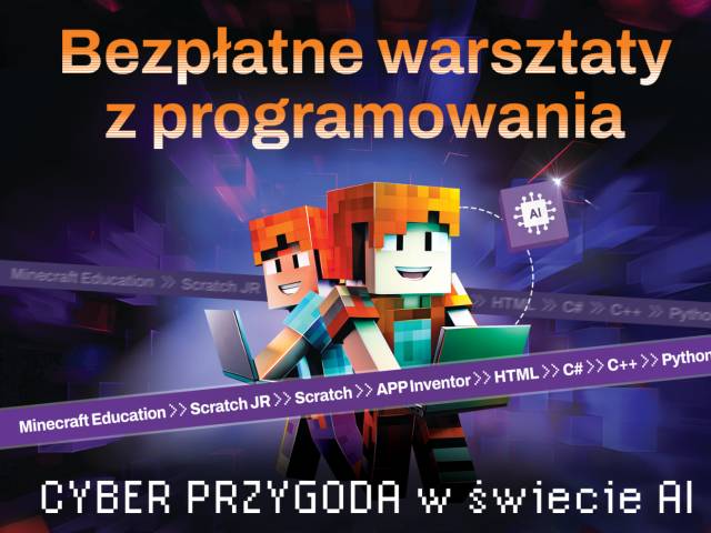 Grafika promująca bezpłatne warsztaty programowania