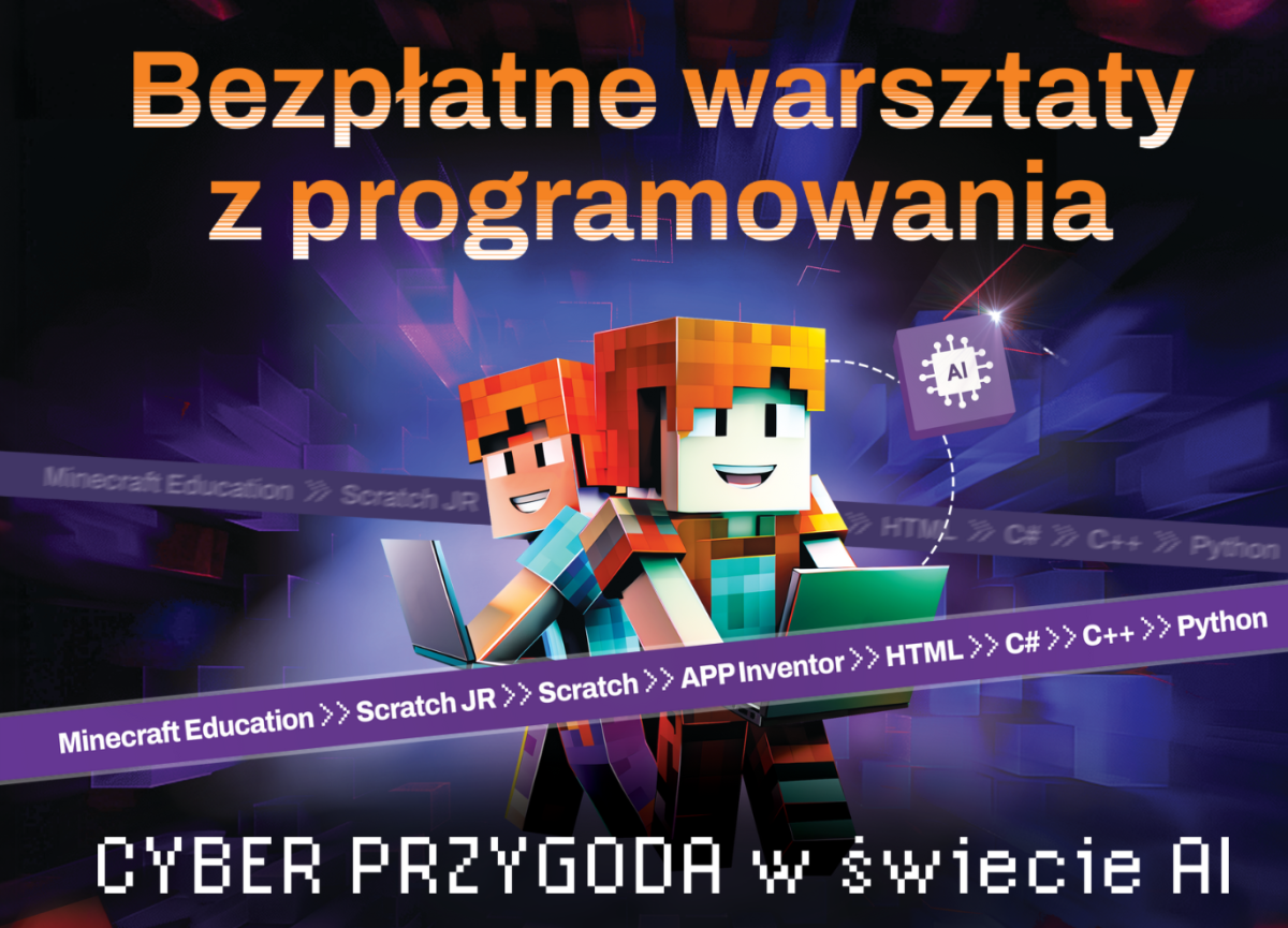 Grafika promująca bezpłatne warsztaty programowania